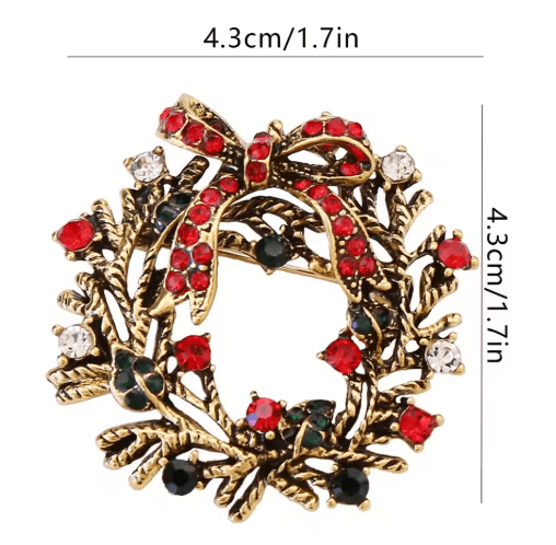 Vintage Alloy Santa Claus Brooch Christmas Tree Metal Pin Badge for Clothing Hats and Bags 4 Styles