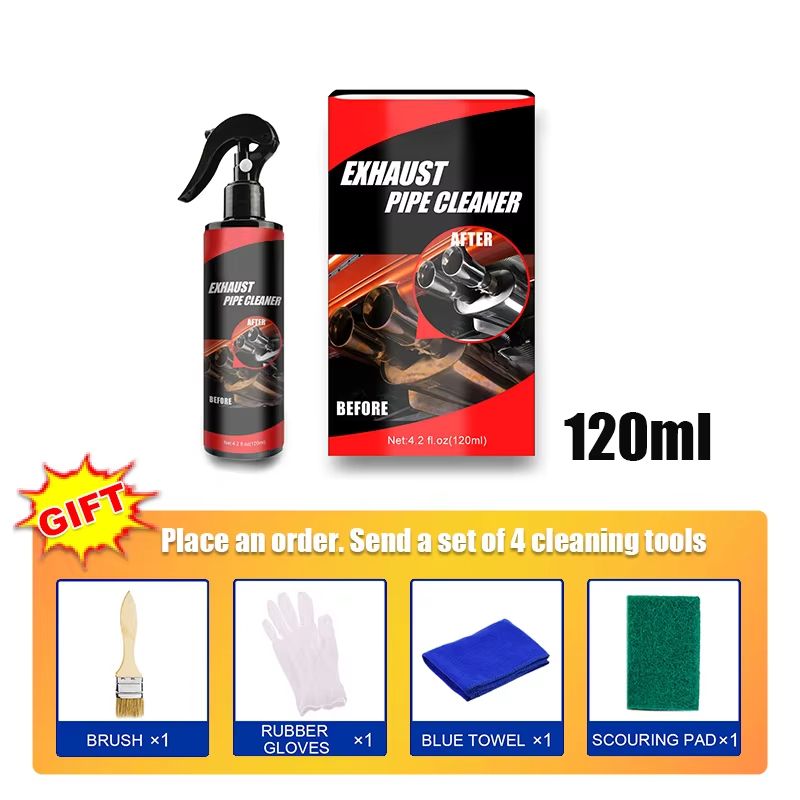 SEAMETAL Exhaust Pipe Cleaner Kit Car Rust Remover and Stainless Steel Polish with Brush and Gloves