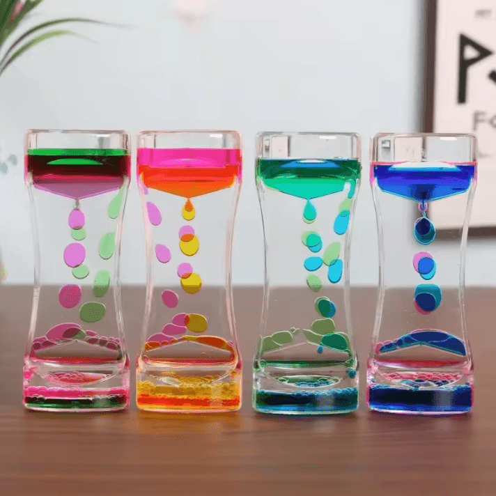 Colorful Liquid Motion Bubbler Timer – Sensory Hourglass Fidget Toy for Relaxation