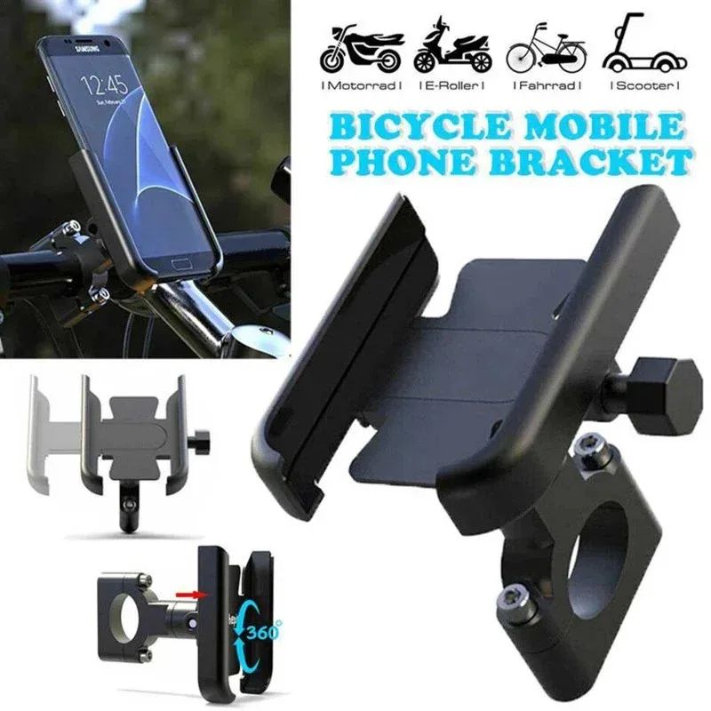 Rearview Mirror Aluminum Phone Holder, 360 Rotating Secure Motorcycle Mount
