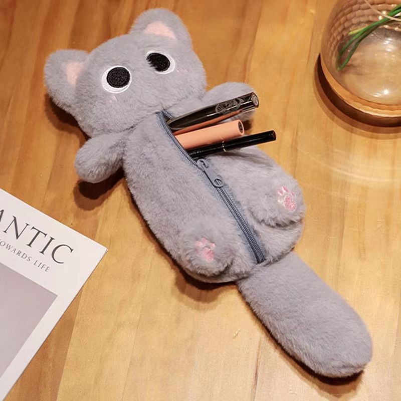 Siamese Cat Plush Pencil Case Large Capacity Stationery Bag