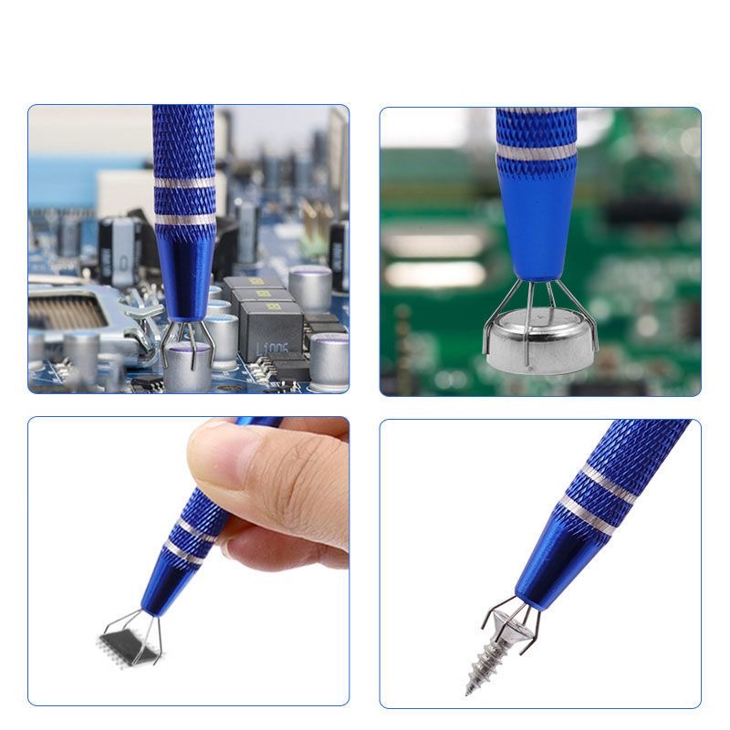 Electronic Component Grabber Tool, 4 Claw IC BGA Chip Gripper Extractor Screw Picker Pick Up Pen for Electronic Repair