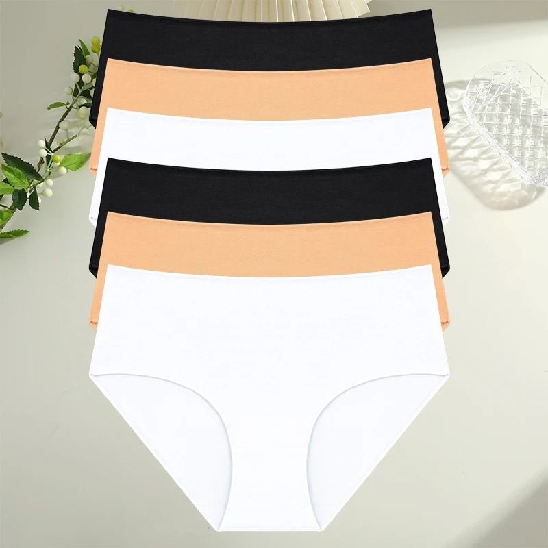 6 Piece Womens Cotton High Waist Seamless Briefs Breathable Everyday Underwear Set