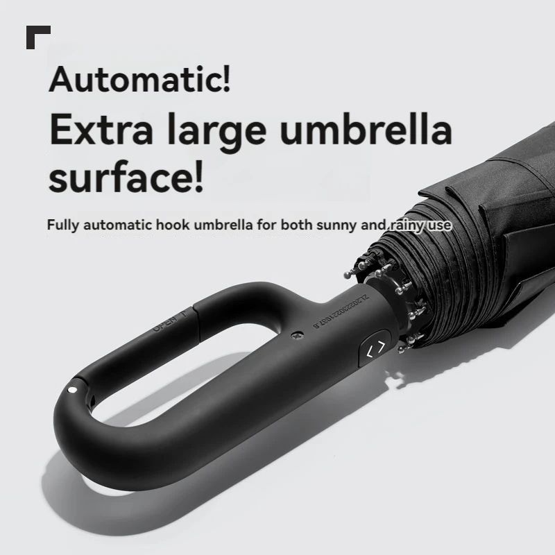 All-Weather Extra Large Automatic Umbrella with UV Protection and Reinforced Windproof Frame