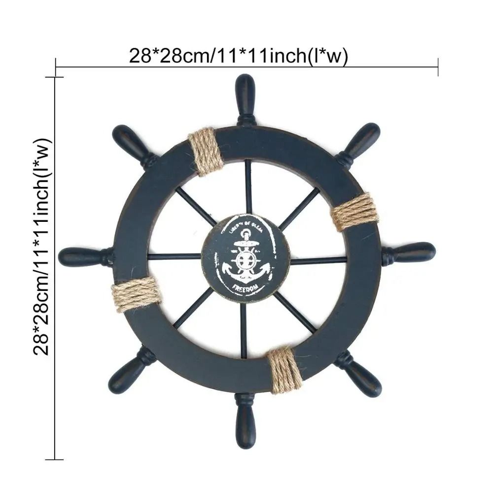 Retro Mediterranean Wooden Ship Helm Timeless Nautical Wall Art