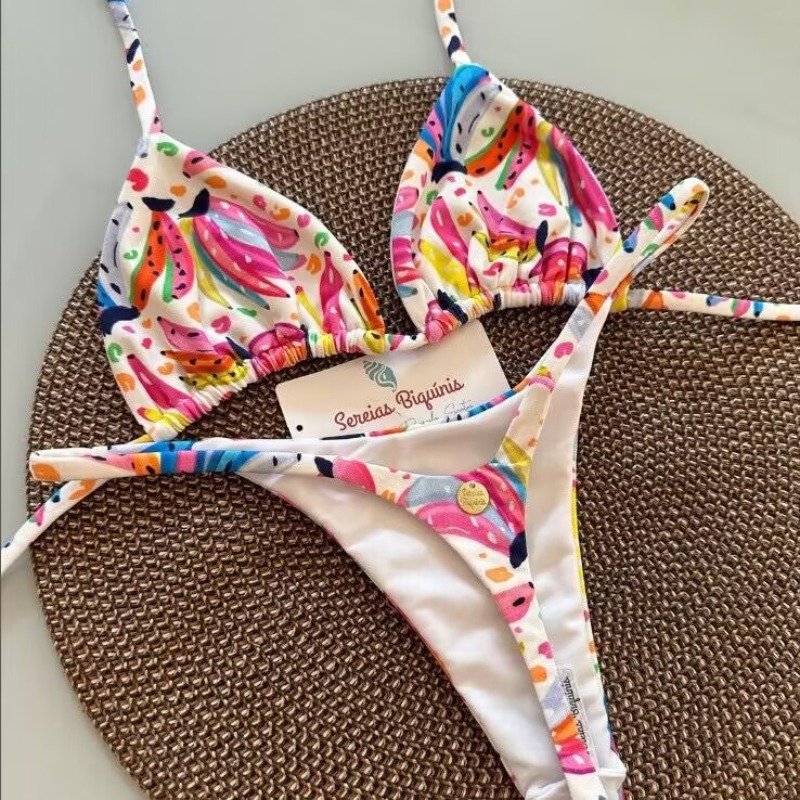 Womens Bikini Swimsuit, Split Solid Color Lace-up Sexy Swimsuit, Set Micro Swimwear for Women