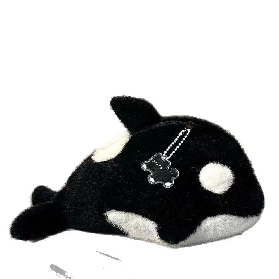 Adorable Killer Whale Plush Pencil Bag – Spacious Soft School Supply Organizer & Creative Stationery Case