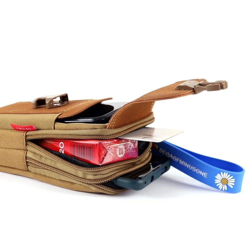 PU Leather Mens Belt Bag Travel Waist Pack with Phone Pouch