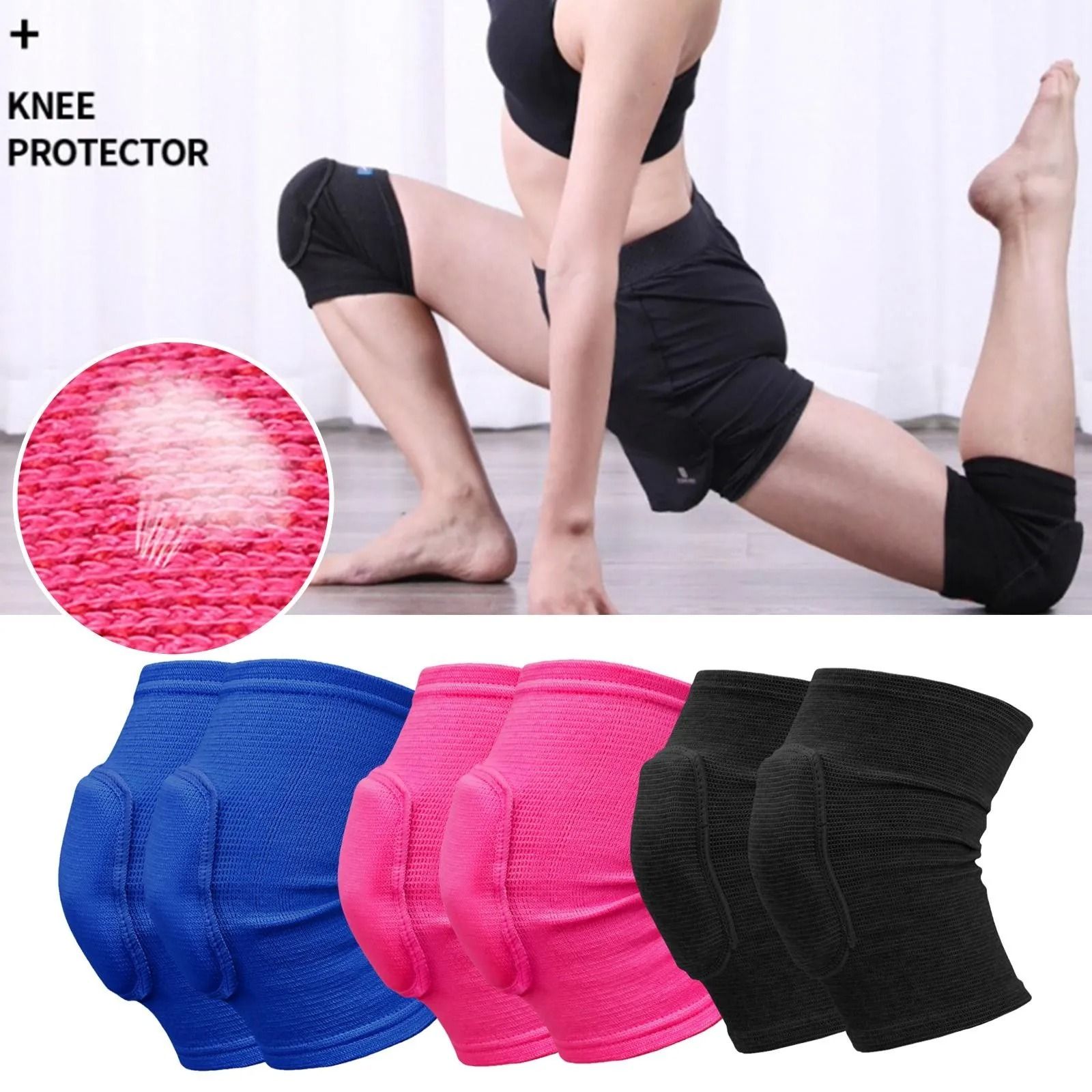 2pcs Sports Compression Knee Pads with Thickened Sponge Support for Training and Dance