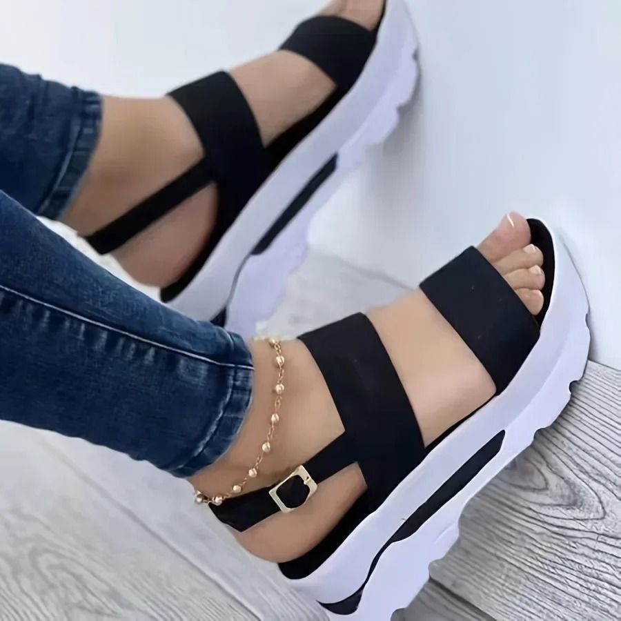 Women's Open Toe Buckle Sandals Non Slip Summer Wedge Shoes