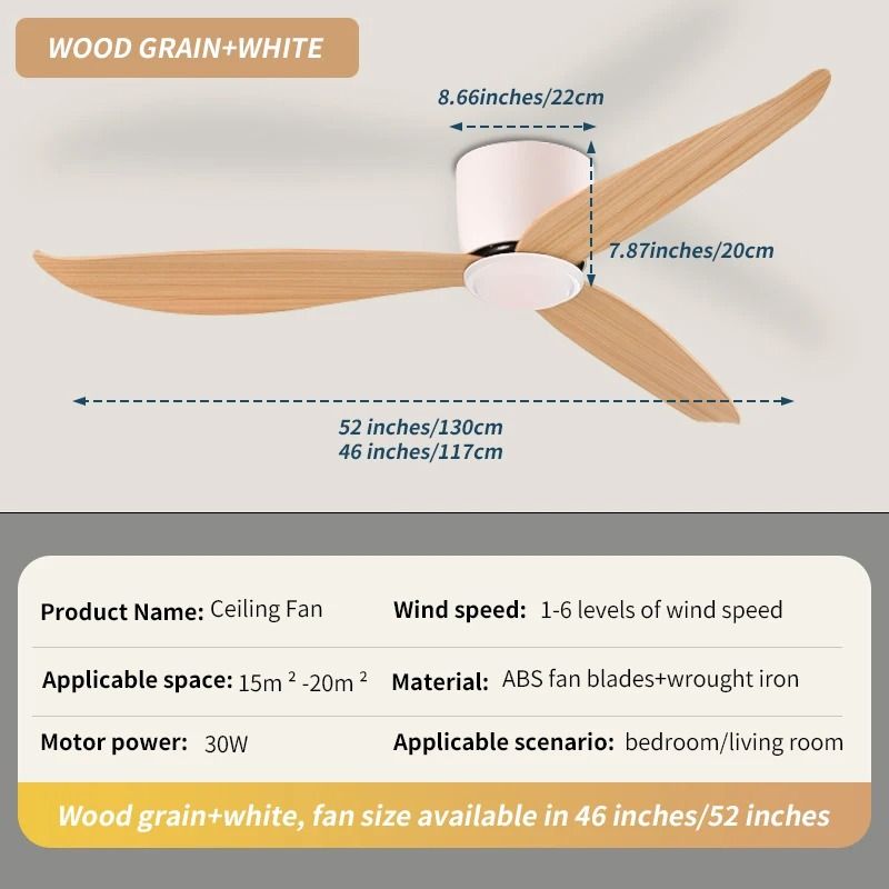 Modern LED Ceiling Fan with 6 Speed Settings and Light Strip