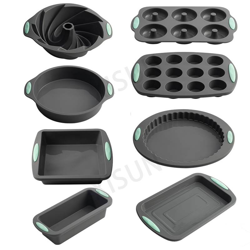 Heat resistant silicone loaf bread muffin donut cake baking tray oven baking pan silicone bakeware set Silicone Cake Pan