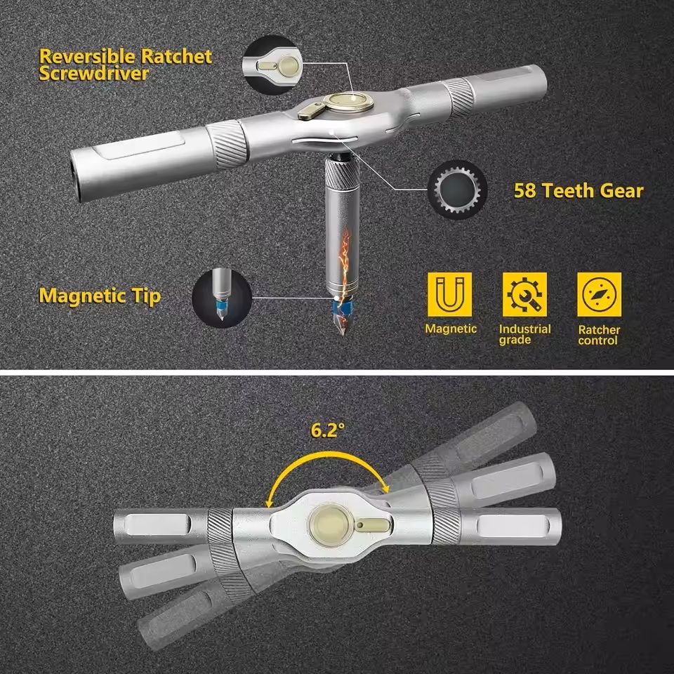 Multifunction Ratchet Screwdriver Set with Magnetic Bits