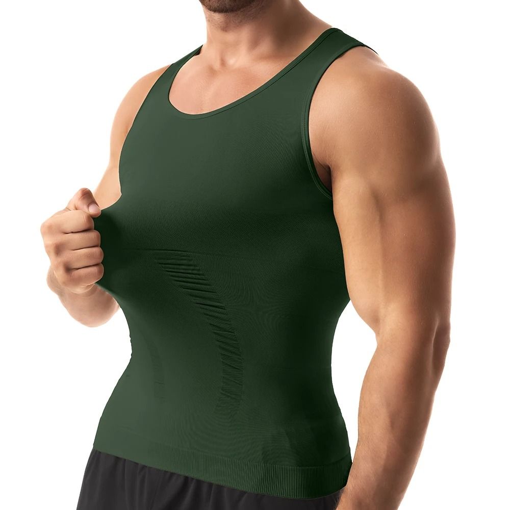 Mens Compression Shaper Vest Slim Fit Sleeveless Tummy Control Top