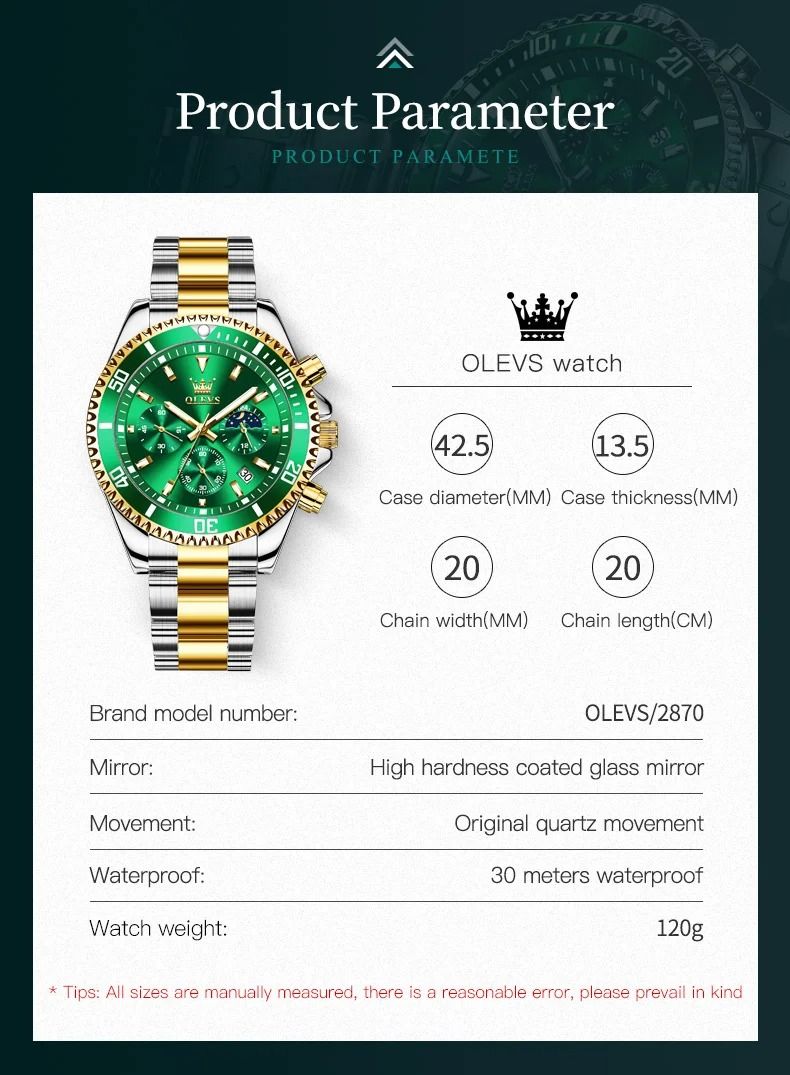 OLEVS 2870 Men Chronograph Quartz Watch