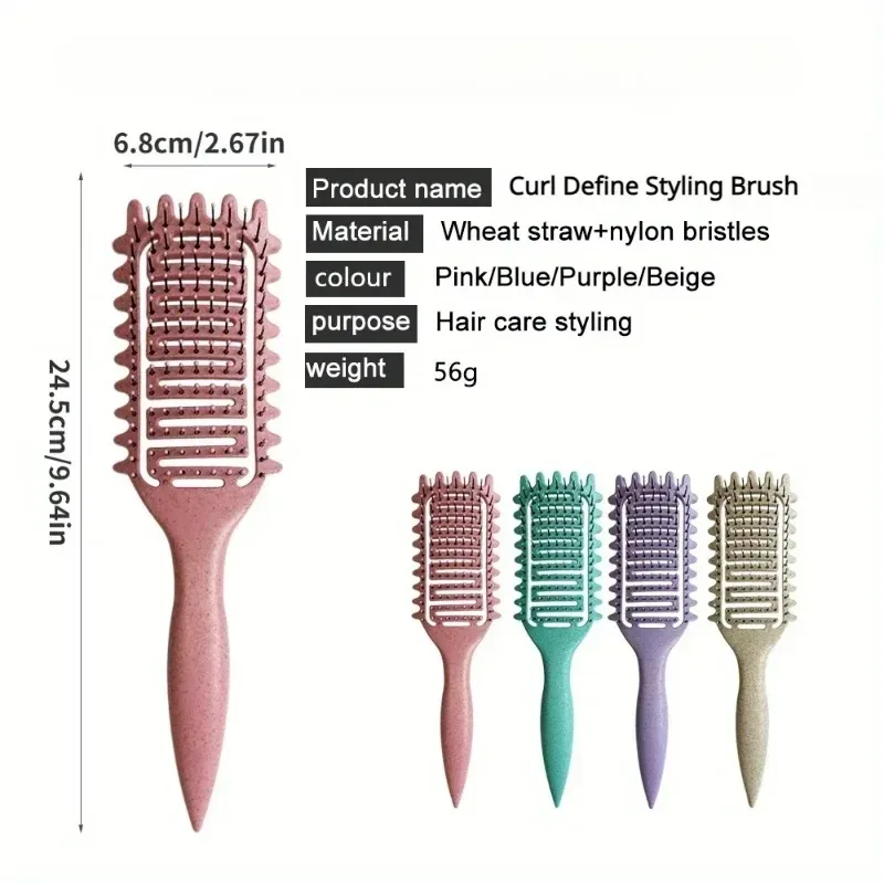 Hollow Out Detangling Hair Brush, Curl Define Styling Brush, Shaping Curls Barber Hairdressing Tools