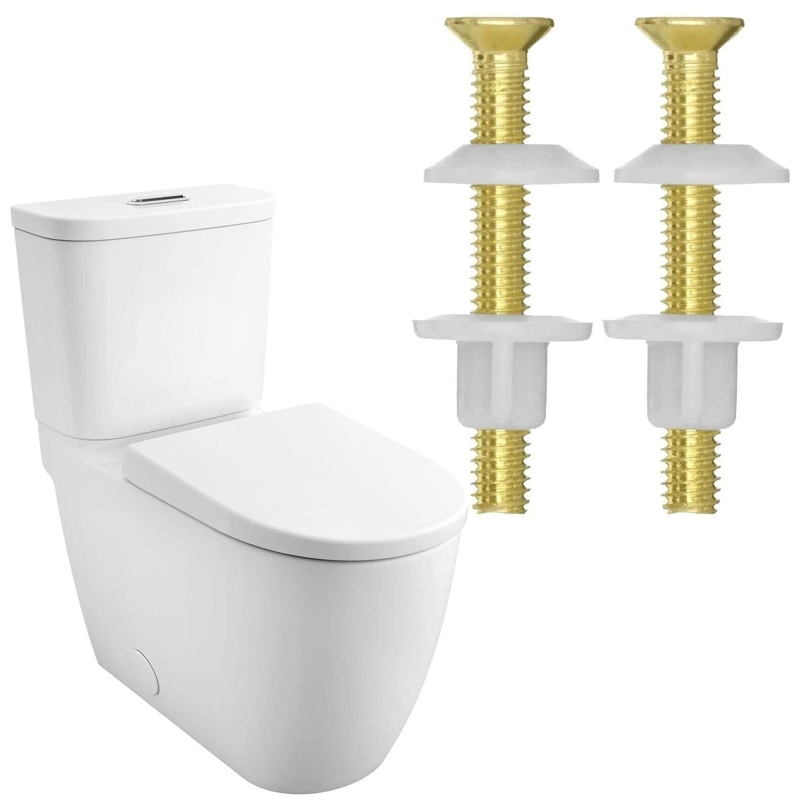 2 Pcs Brass Toilet Seat Hinge Bolts and Nuts Replacement – 3/8 Brass Metal Screws for Secure Fit & Durability