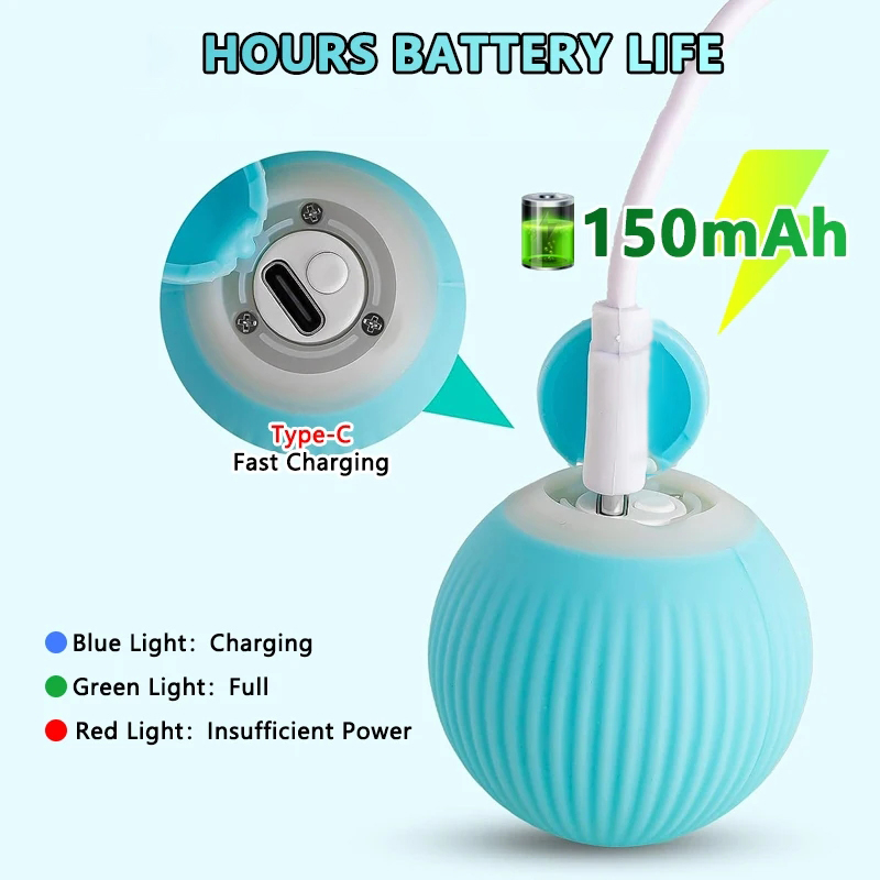 Smart Interactive Cat Ball Auto Rolling Magic Toy for Cats Rechargeable and Quiet Indoor Fun