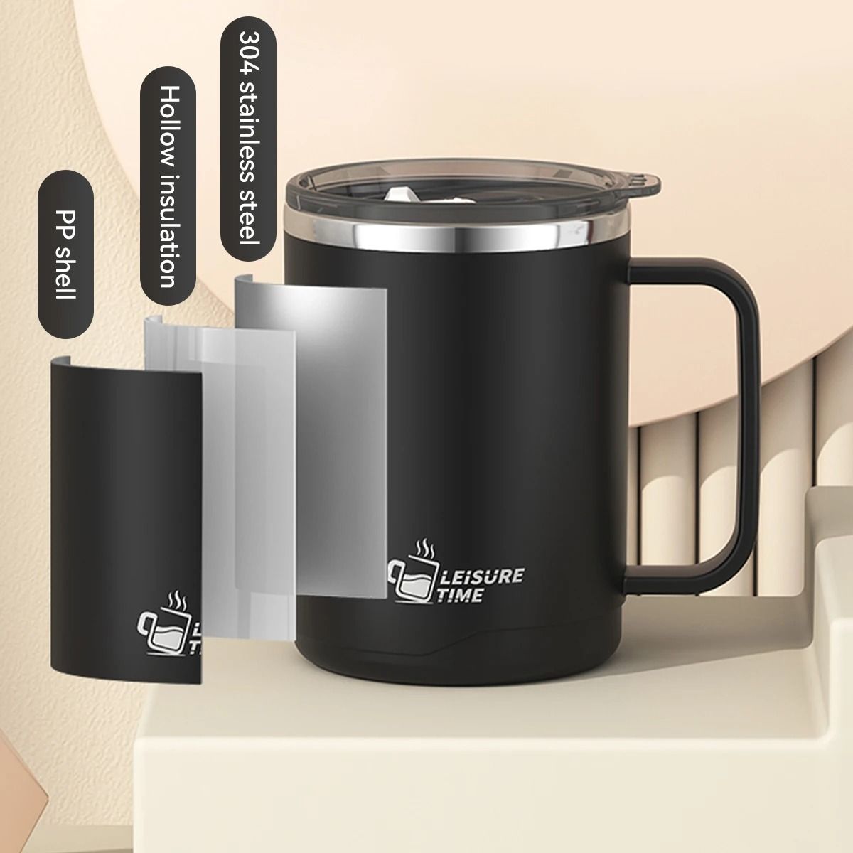 Insulated Stainless Steel Coffee Mug Double Wall Large Capacity Travel Cup