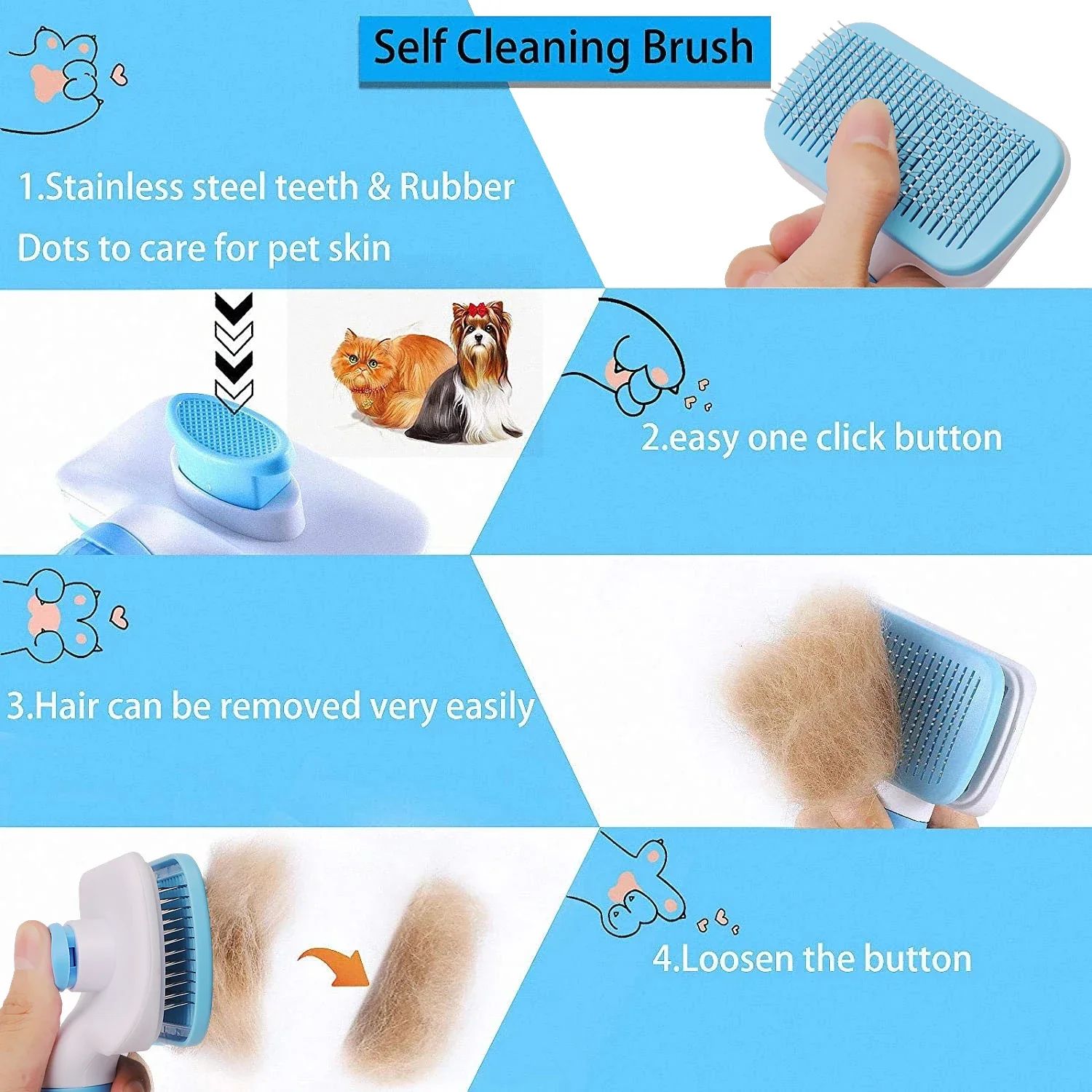 Pet Hair Remover Grooming Brush Comb