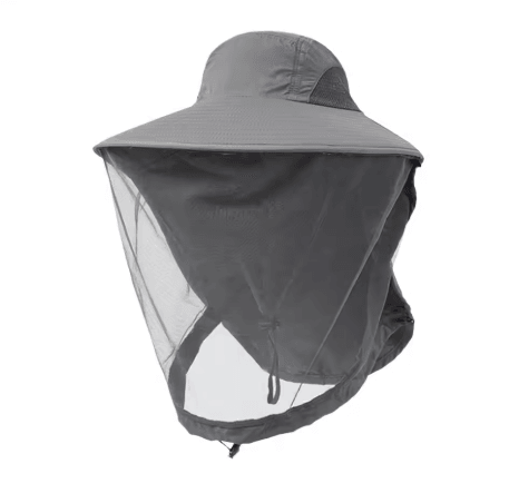 Mosquito Prevention Fishing Cap Full Mesh Insect Protective Head Net with Drawstring and Windproof Strap