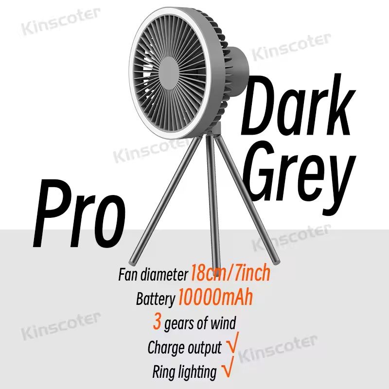 Rechargeable Camping Fan with LED Light and Power Bank