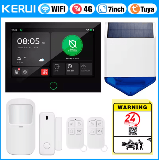 KERUI 4G + WiFi Smart Home Alarm System – 7 IPS Touchscreen Security Hub