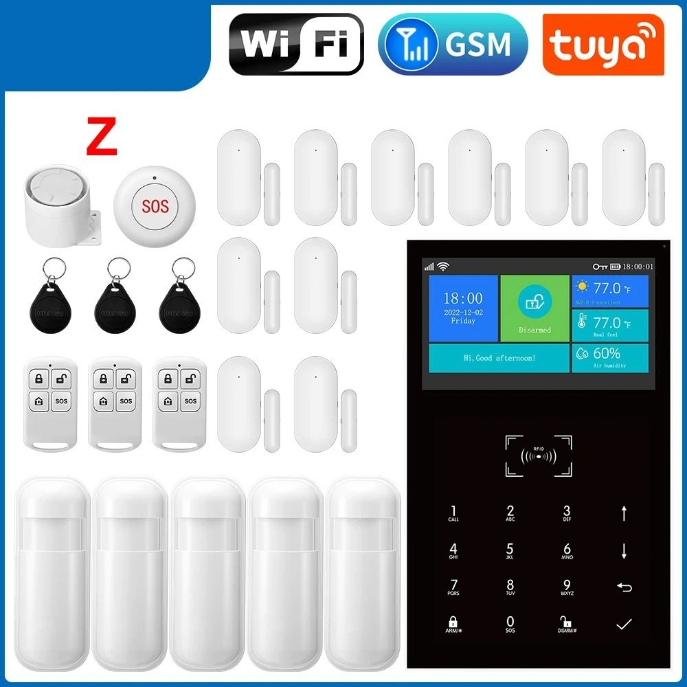 4.3-Inch Smart Home Security Hub - WiFi & GSM Alarm with Temperature Display