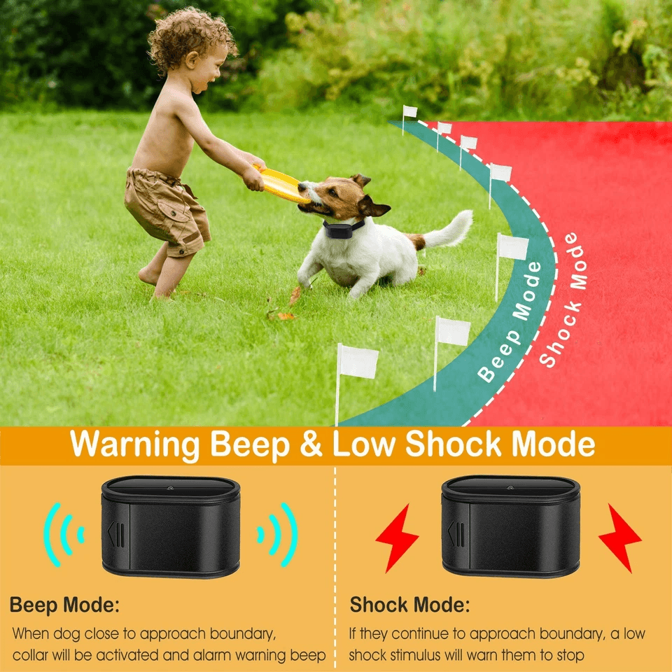 Wireless Electric Dog Fence Containment System, Waterproof Shock Collar for 2 Dogs