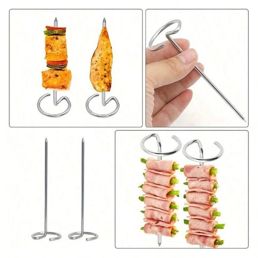 Reusable Stainless Steel Kabob Skewers BBQ Stick Grilling Kebab Tool