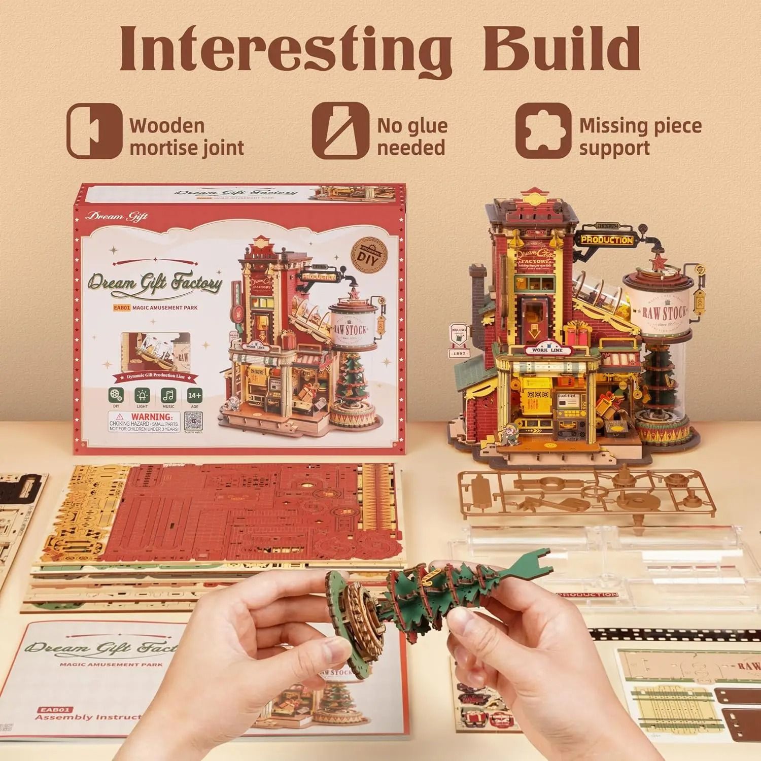 Robotime Rokr Wooden Music Box Christmas Dream Puzzle Kit