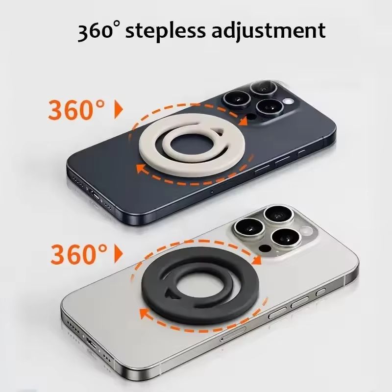 Portable Silicone Magnetic Phone Back Mount and Ring Holder for MagSafe-Compatible iPhones