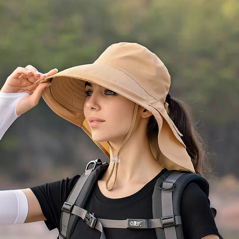 UPF 50+ Wide Brim Sun Hat with Neck Flap for Women Outdoor Protection