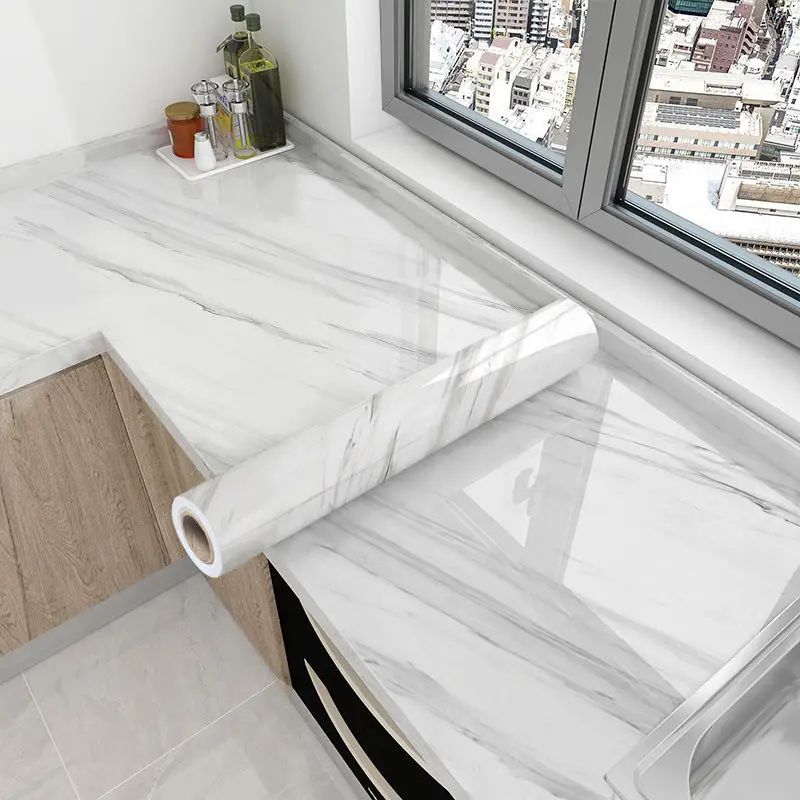 80cm Kitchen Backsplash Sticker Roll - Oil-Proof Wallpaper with Heat-Resistant, Waterproof Self-Adhesive Shield