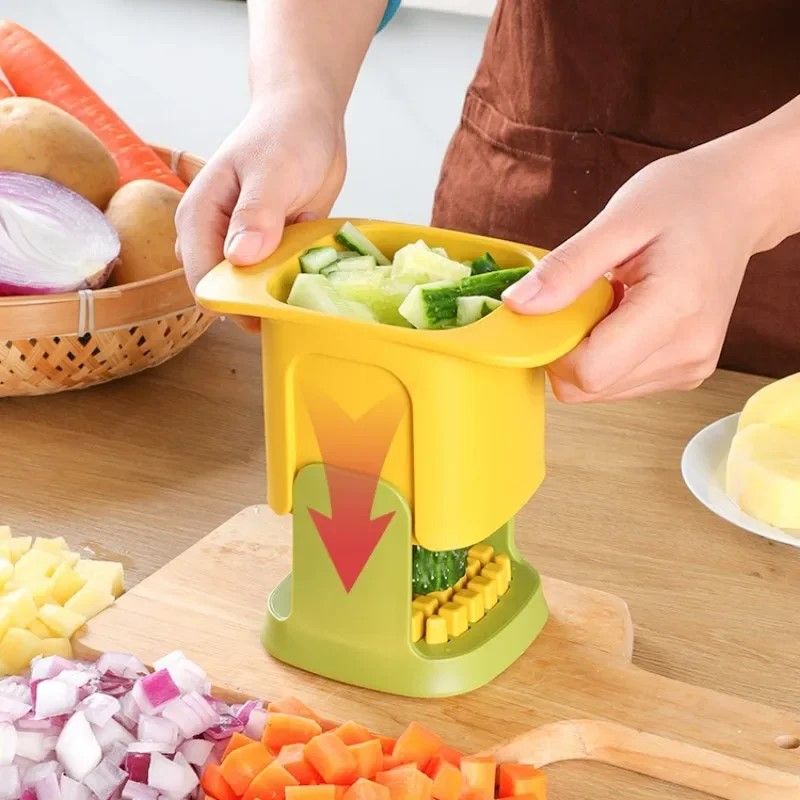 Everyday Chef Hand-Press Vegetable & French-Fries Cutter – Cucumber & Potato Slicer Deluxe