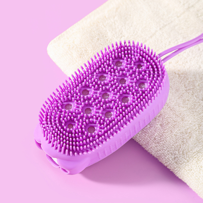 Double-sided Body Scrubber Handheld, Silicone Soft Bristles, Shower Bath Cleansing Skin Brush