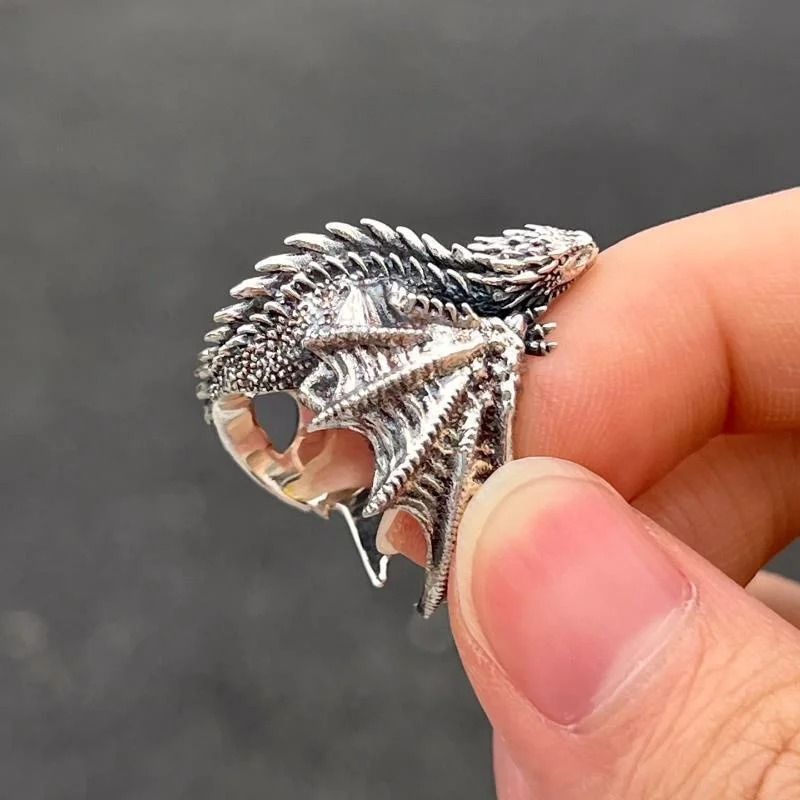 Antique Silver Dragon Wing Adjustable Ring