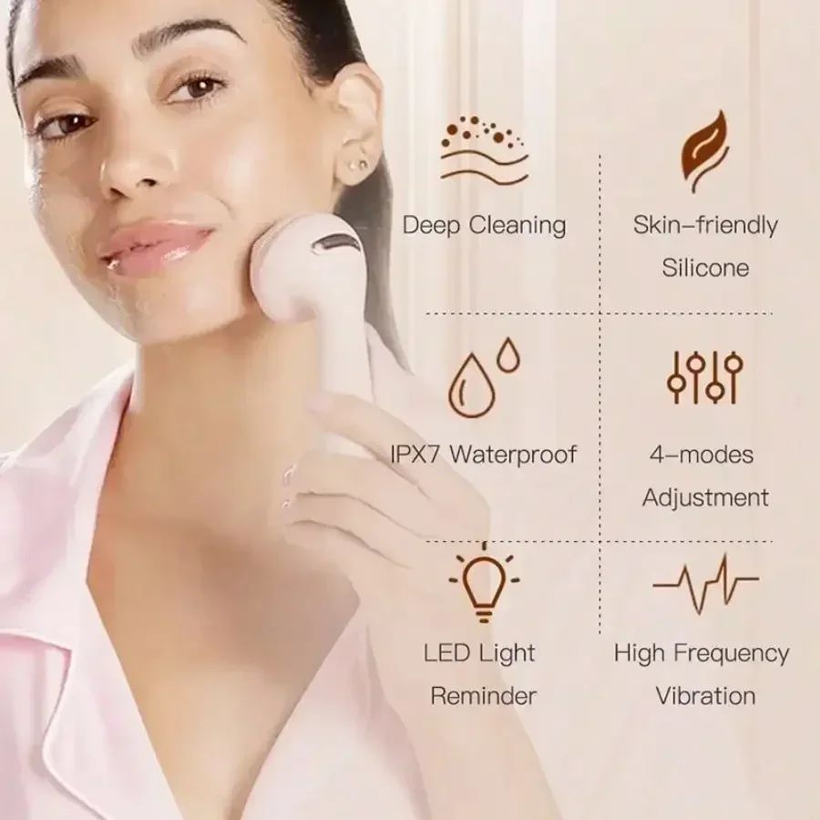 RadiancePulse Electric Facial Cleansing Brush – Waterproof Silicone Face Scrubber & Sonic Skin Massager