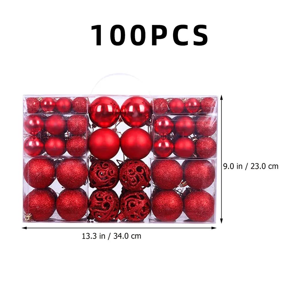 100 Piece Shatterproof Christmas Ball Ornaments Set for Tree Decoration