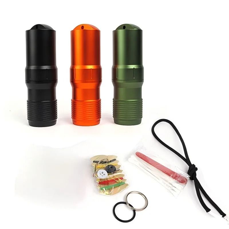 EDC Waterproof Survival Capsule Box – 3-in-1 Pill, Match & Emergency Storage Container