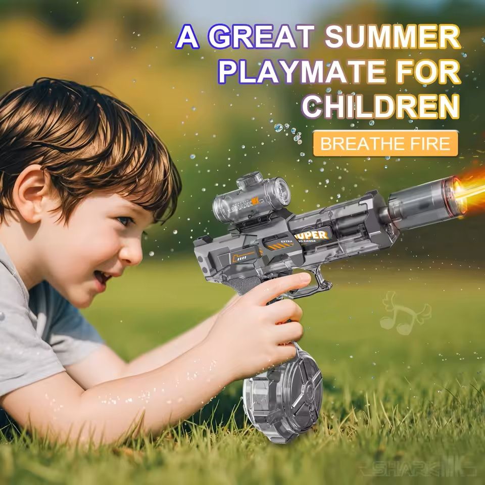 Electric Water Gun with Flame Light High Pressure Spray