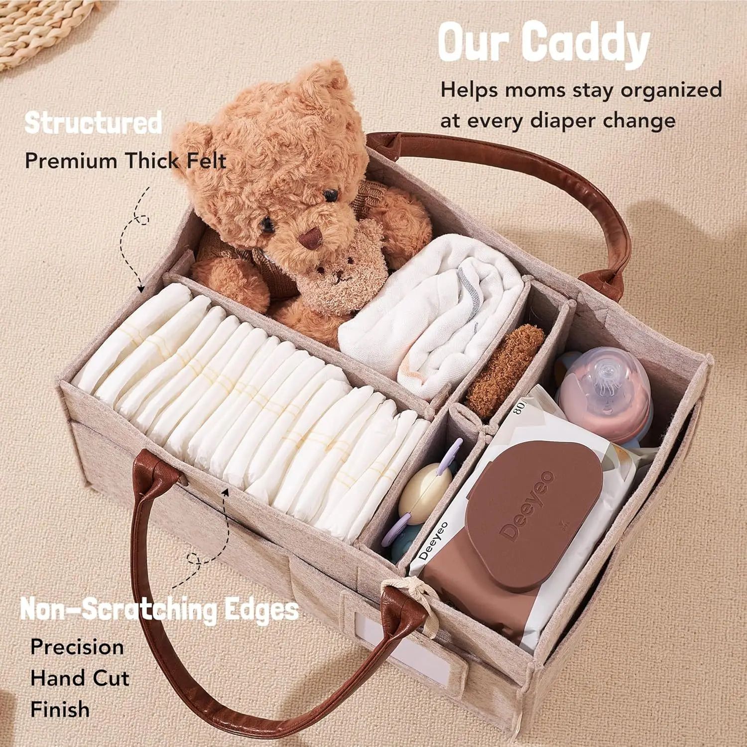 Baby Felt Storage Nursery Organizer Basket with Handle