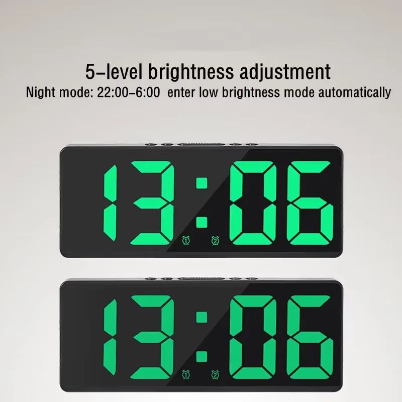 Smart Voice Control LED Digital Alarm Clock with Temperature & Snooze