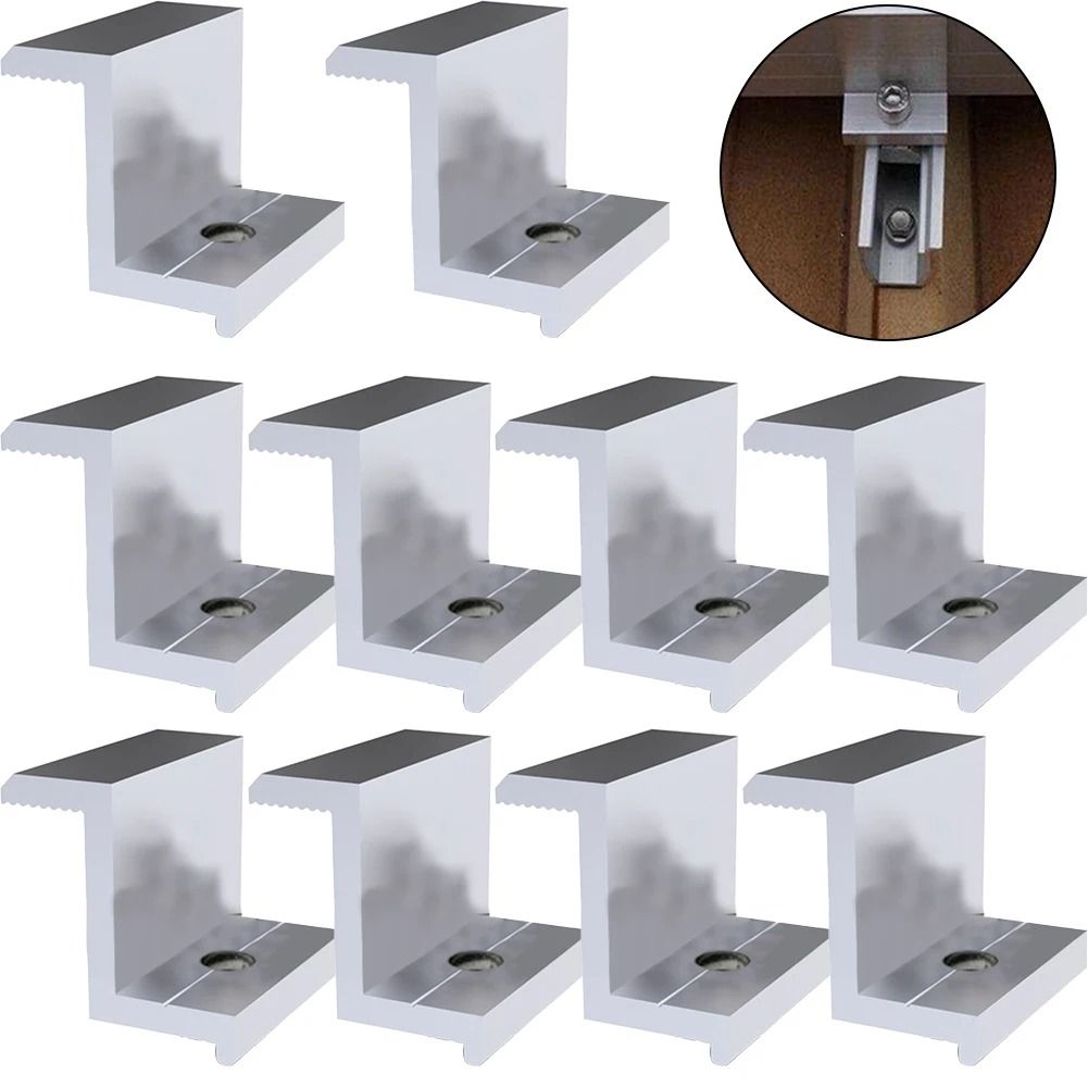 Aluminum Alloy Solar Panel Mounting End Clamps Set of 10 Pieces