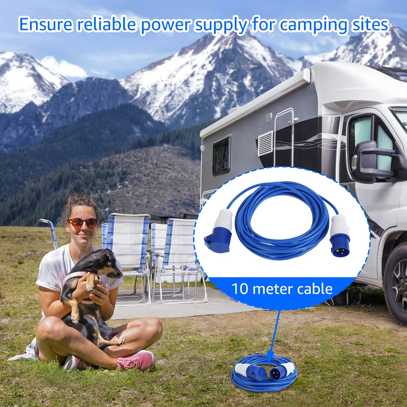 Heavy Duty Camping Extension Cable Power Cord for Caravan Outdoor and RV Use