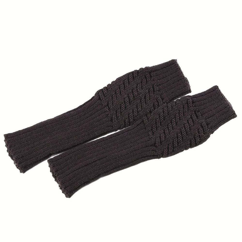 Unisex Crochet Fingerless Long Gloves and Knit Arm Warmers