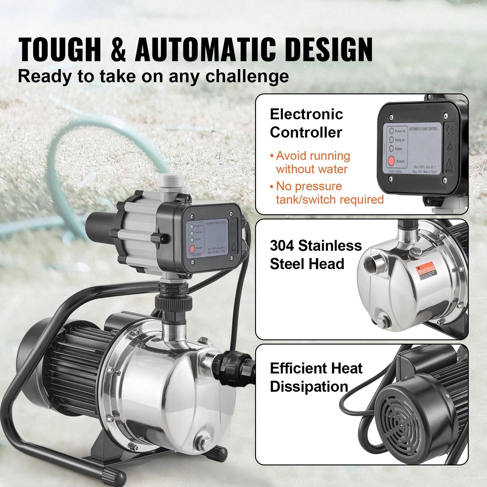 Shallow Well Jet Pump with Auto Controller Lift