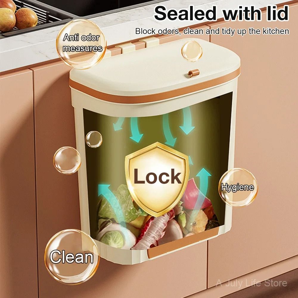 Wall Mounted Kitchen Trash Can with Lid