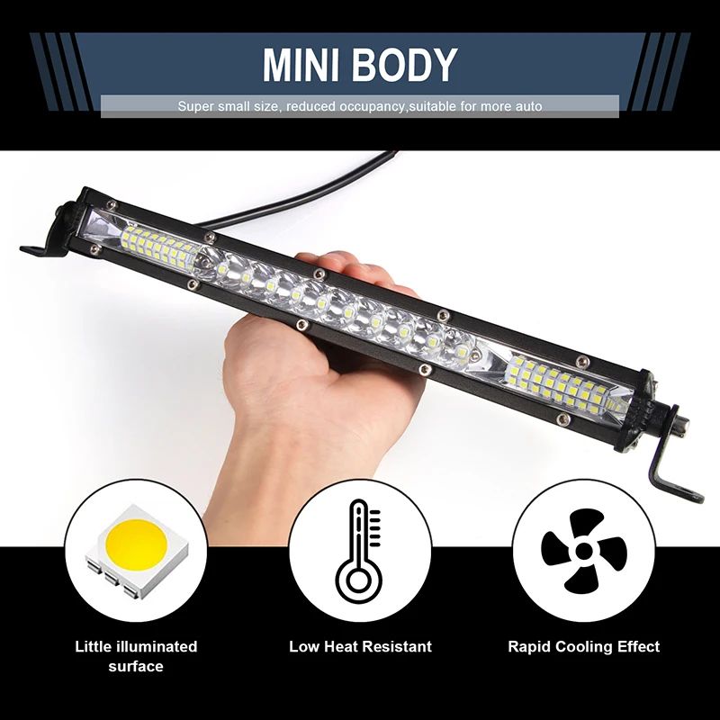 12 Inch Super Slim Off Road LED Light Bar 450W Flood Beam, 12V/24V Work Lamp