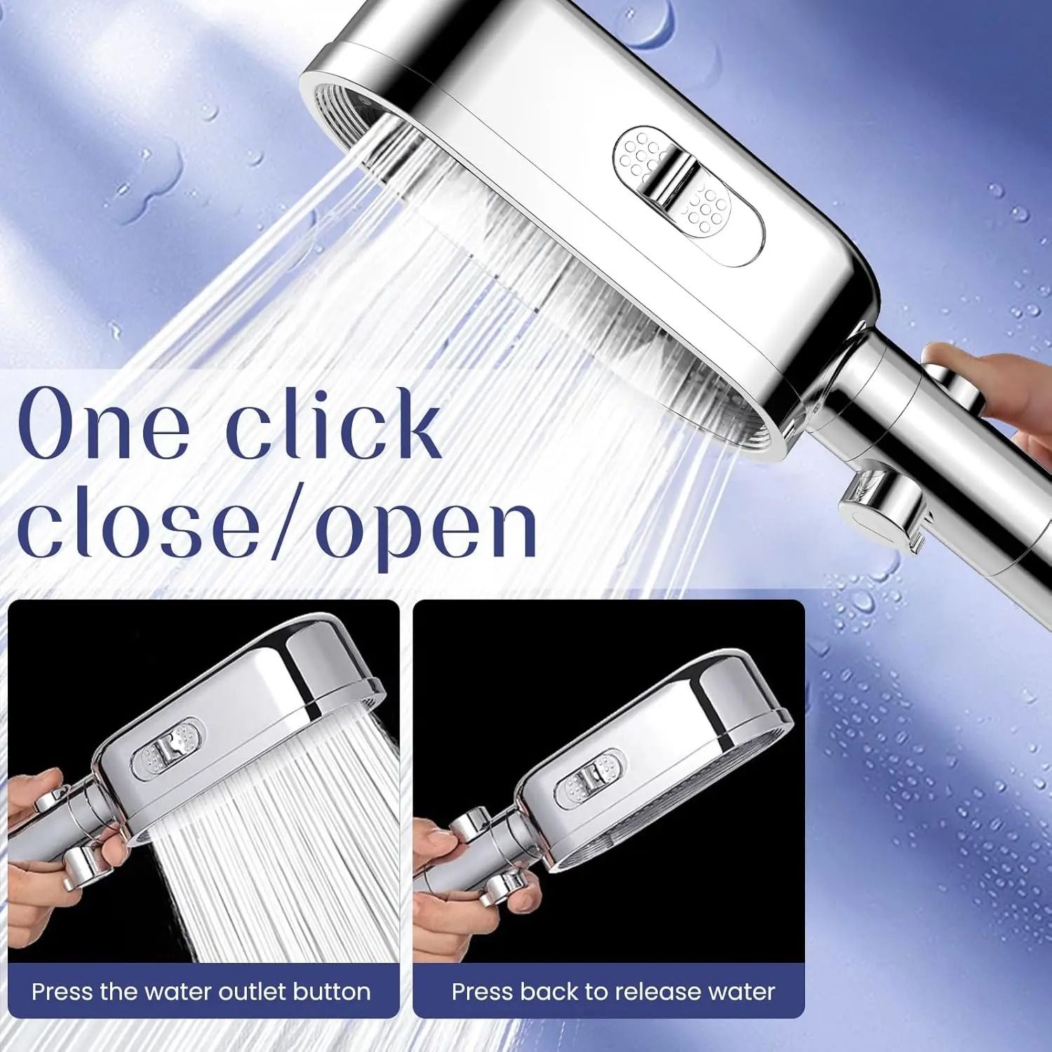 3 Modes Powerful Handheld Shower Head Anti-Clogging and Anti-Limescale Flexible Bath Head
